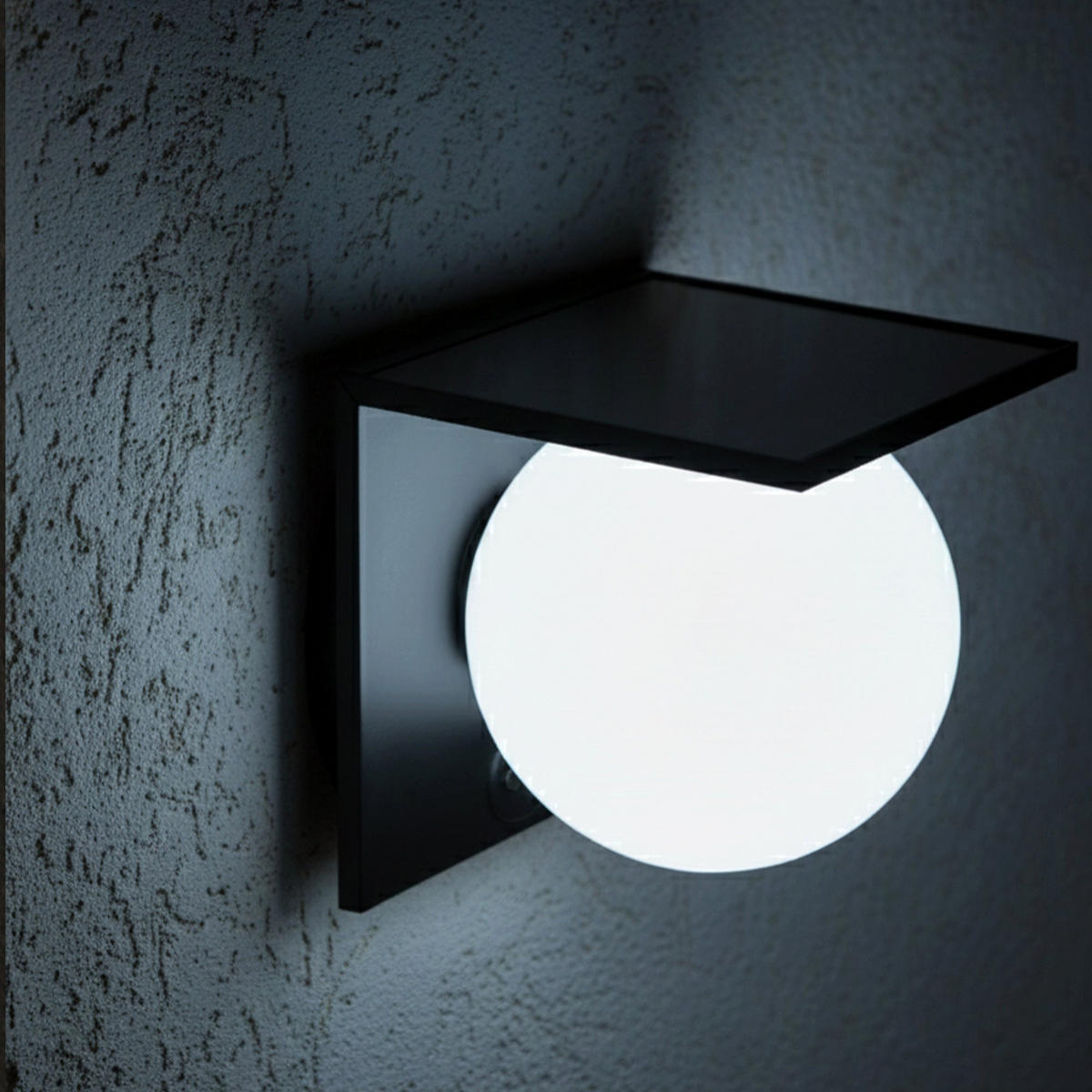 BOLLY 1000LM Solar-Sensor-Wandleuchte - Schwarz, Kunststoff (16/13/14cm) - Lumisky