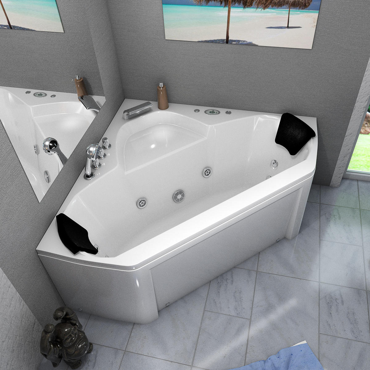 WHIRLPOOL Pool Badewanne Wanne W02R-SC 135x135cm - Weiß, Glas/Kunststoff (135/62/135cm) - AcquaVapore by Sandra Jentho