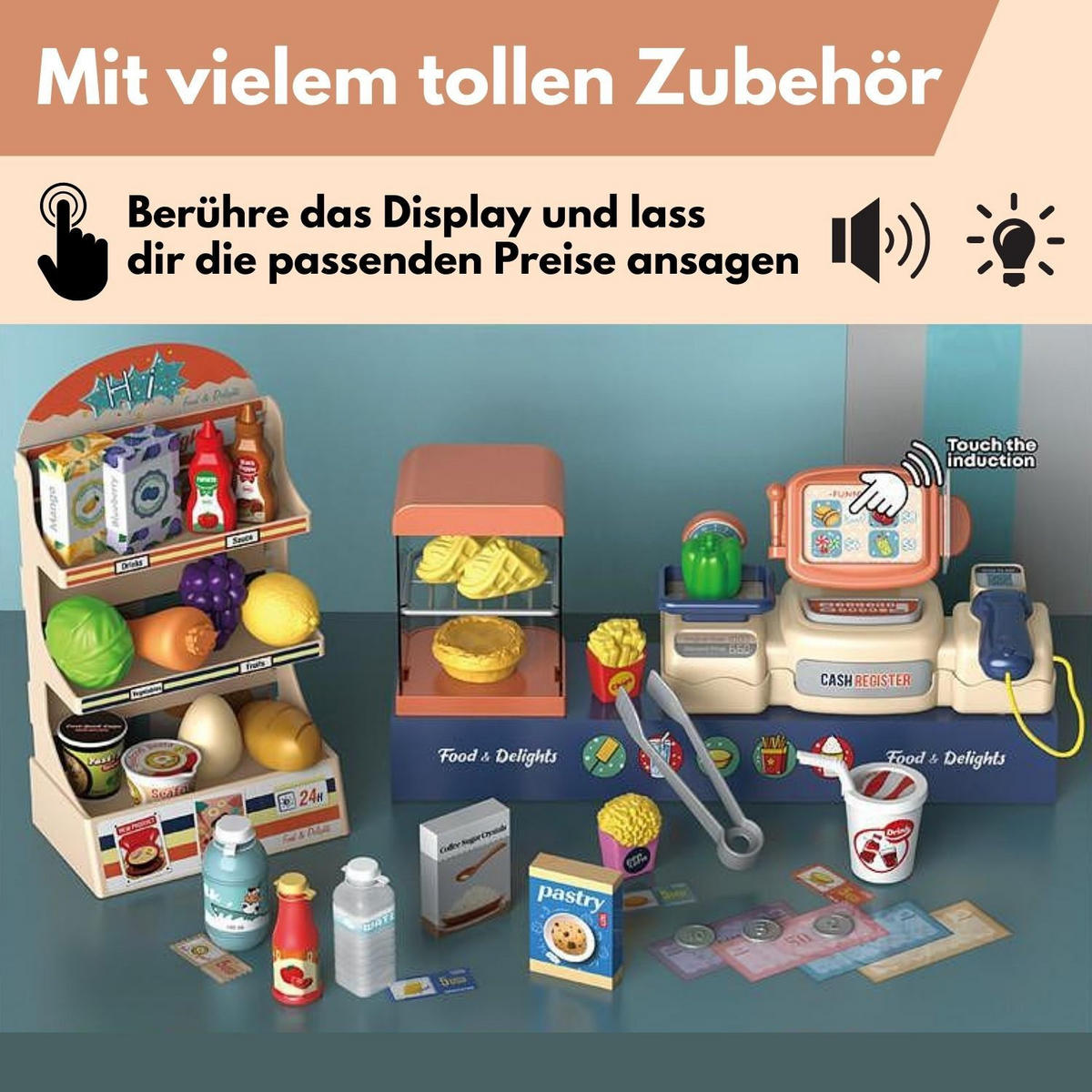 KAUFLADEN MIT SPIELZEUGKASSE NICO 42-teilig - Multicolor, Kunststoff (8/20/45cm) - Coemo