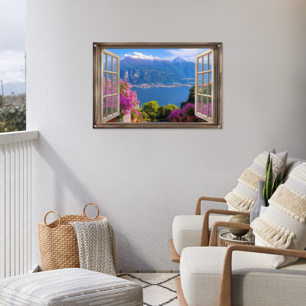 ZAHRADNÍ PLAKÁT Průhled - Hory - Krajina - Výhledy - Jezero 90x60 cm - modrá, plast (90/60/0.2cm) - OnlyWow