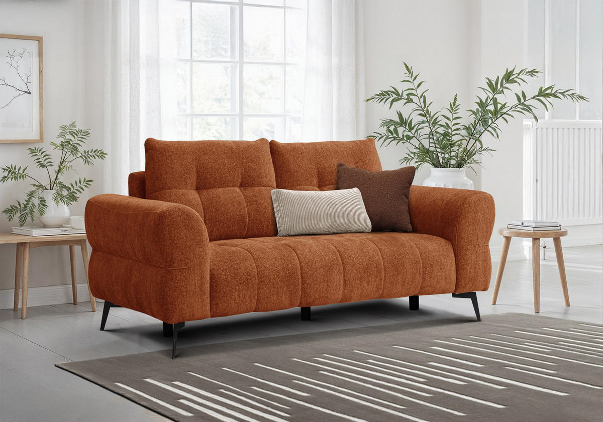 SOFA SALVINI 2,5-Sitzer, orange - Orange, Holz/Textil (206/88/99cm) - Courtois Laville