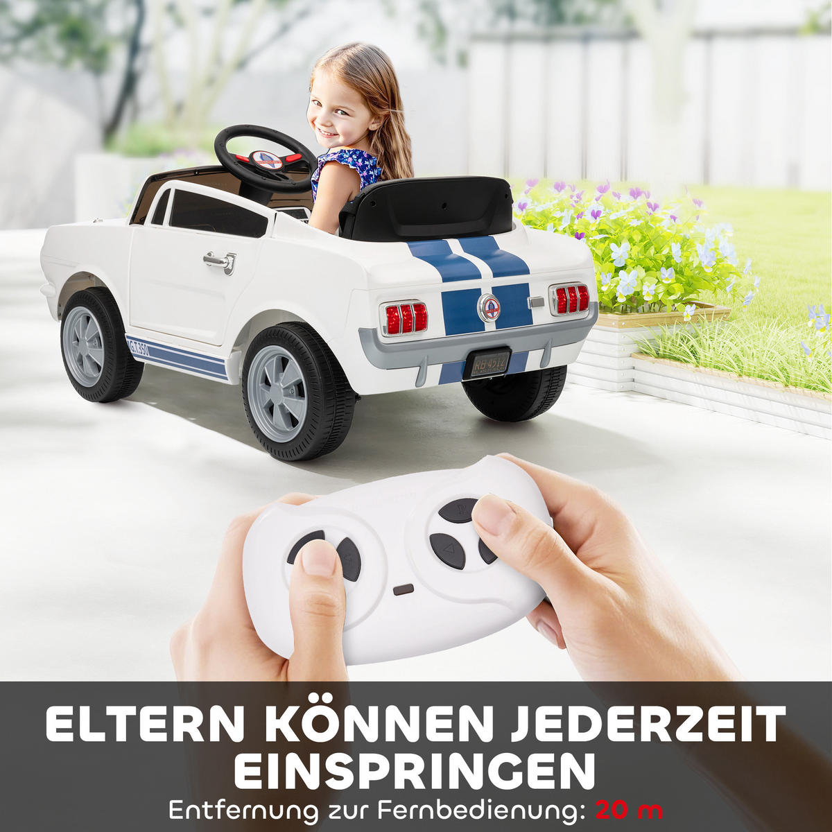 KINDER-ELEKTROAUTO 12V Kinderauto mit 2,4 GHz Fernbedienung, 2 Motor, Weiß - Weiß, Kunststoff (97/51.5/46.5cm) - AIYAPLAY