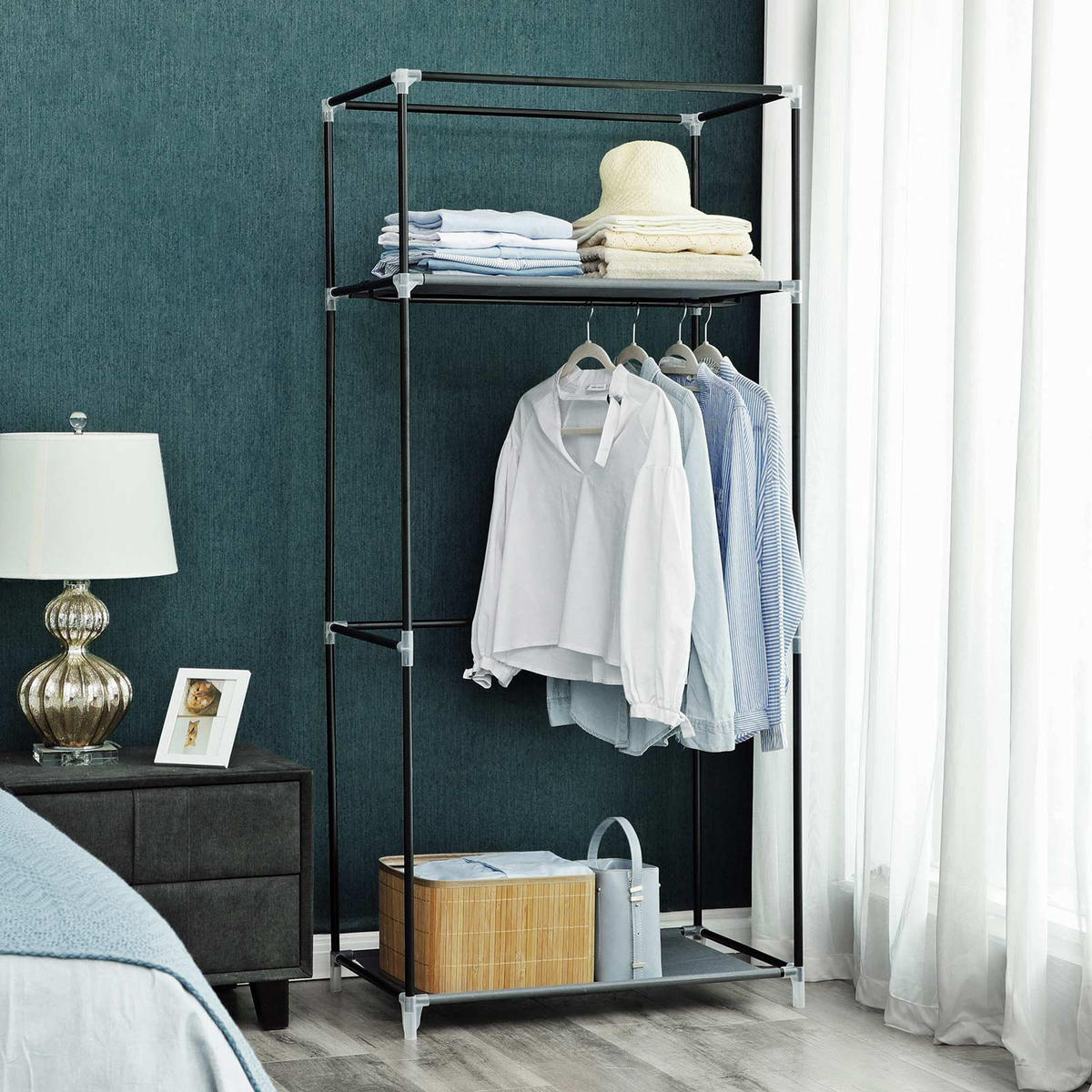 STOFFSCHRANK KLEIDERSCHRANK - Grau, Textil (45/75cm) - Hansiro