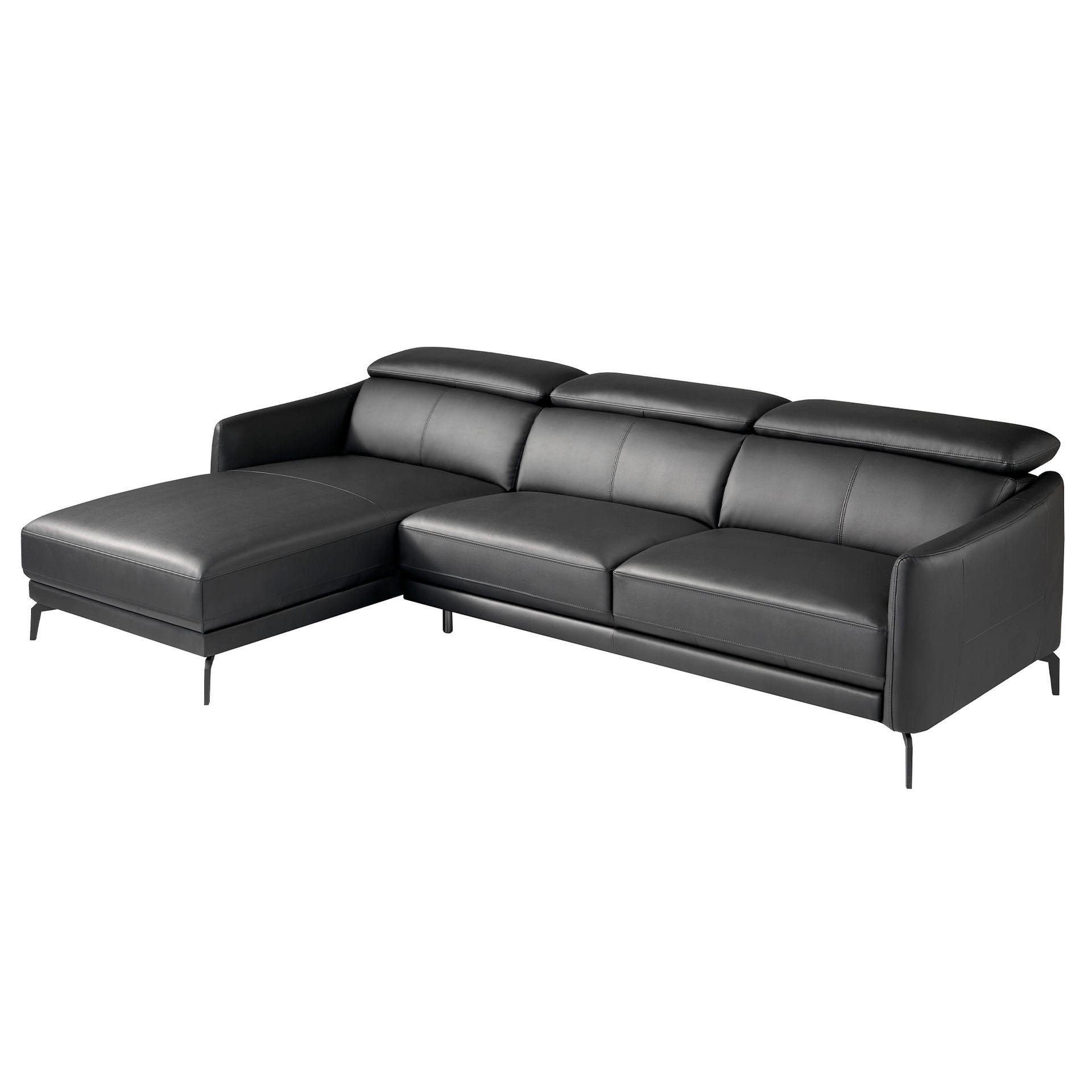 ECKSOFA Linkes Chaiselongue-Sofa aus schwarzem Leder 283/174/94 cm - Schwarz, Leder (283/174cm) - ANGEL CERDA