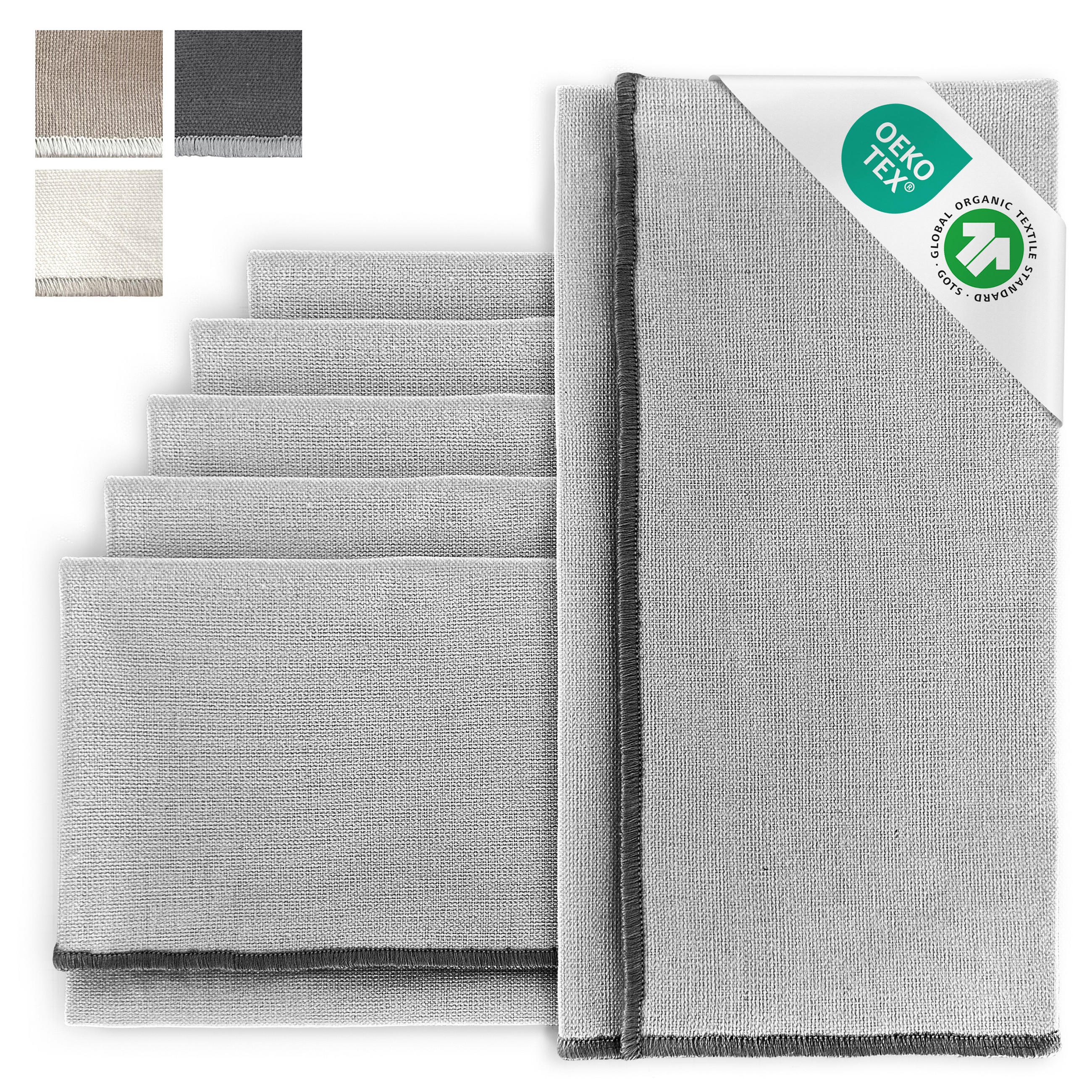 SERVIETTEN aus Halbleinen - Hellgrau, Textil (45/45cm) - Miqio Design