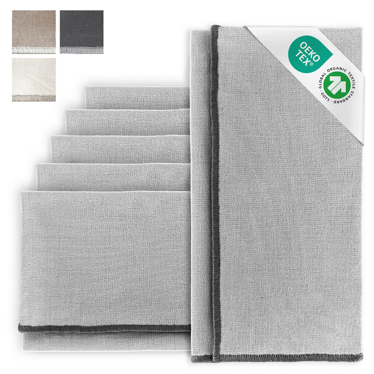 SERVIETTEN aus Halbleinen - Hellgrau, Textil (45/45cm) - Miqio Design