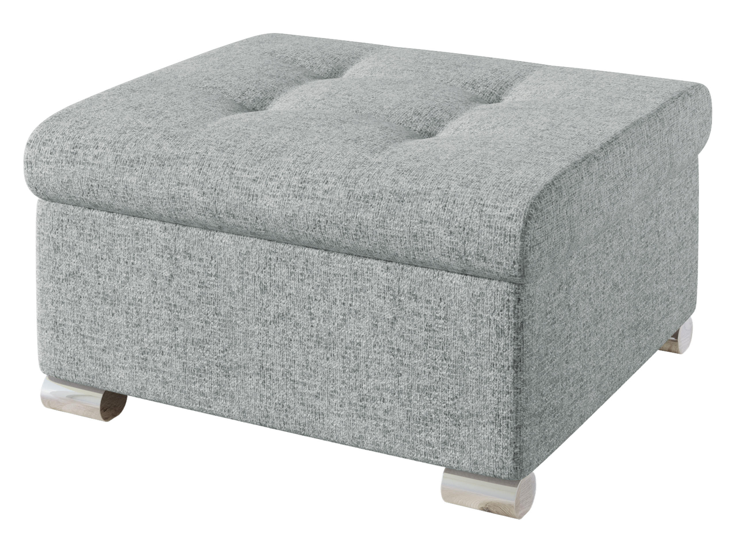 POLSTERHOCKER Niko Klein - Silberfarben/Hellgrau, Holz/Textil (70/41/68cm) - MIRJAN24