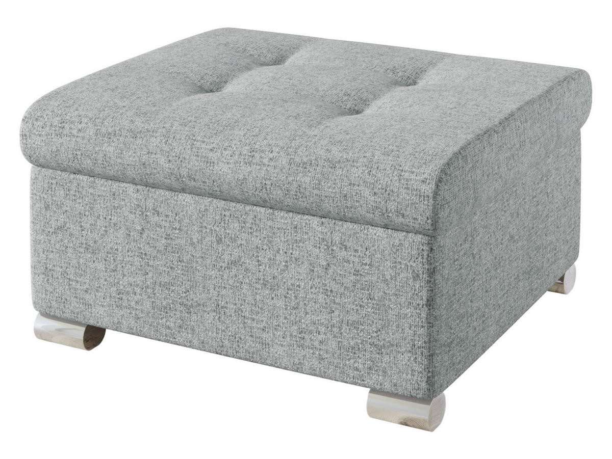 POLSTERHOCKER Niko Klein - Silberfarben/Hellgrau, Holz/Textil (70/41/68cm) - MIRJAN24