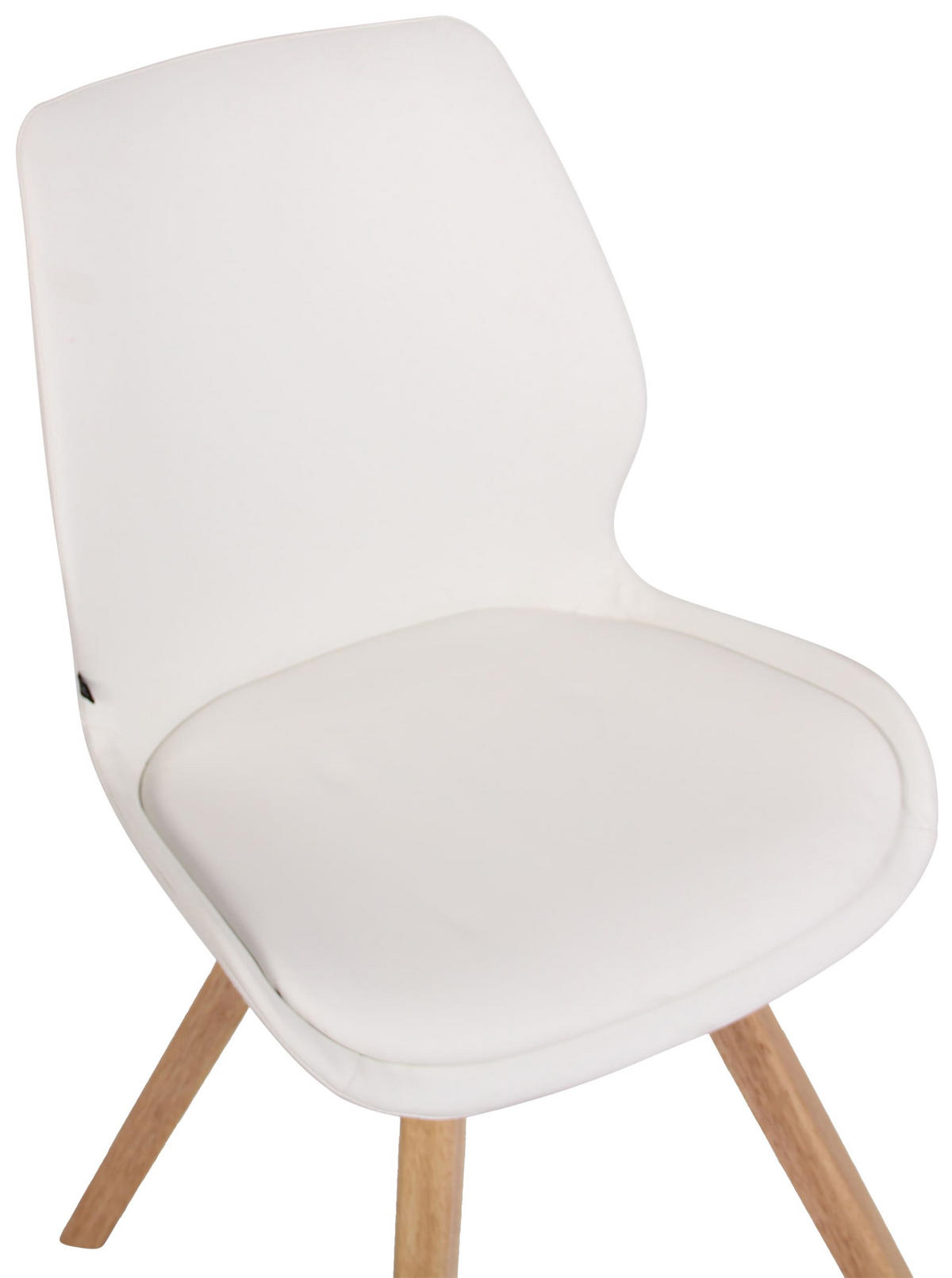 STUHL Lederlook weiß - Eukalyptusholzfarben/Weiß, Holz/Textil (49/87.5/58cm) - CLP