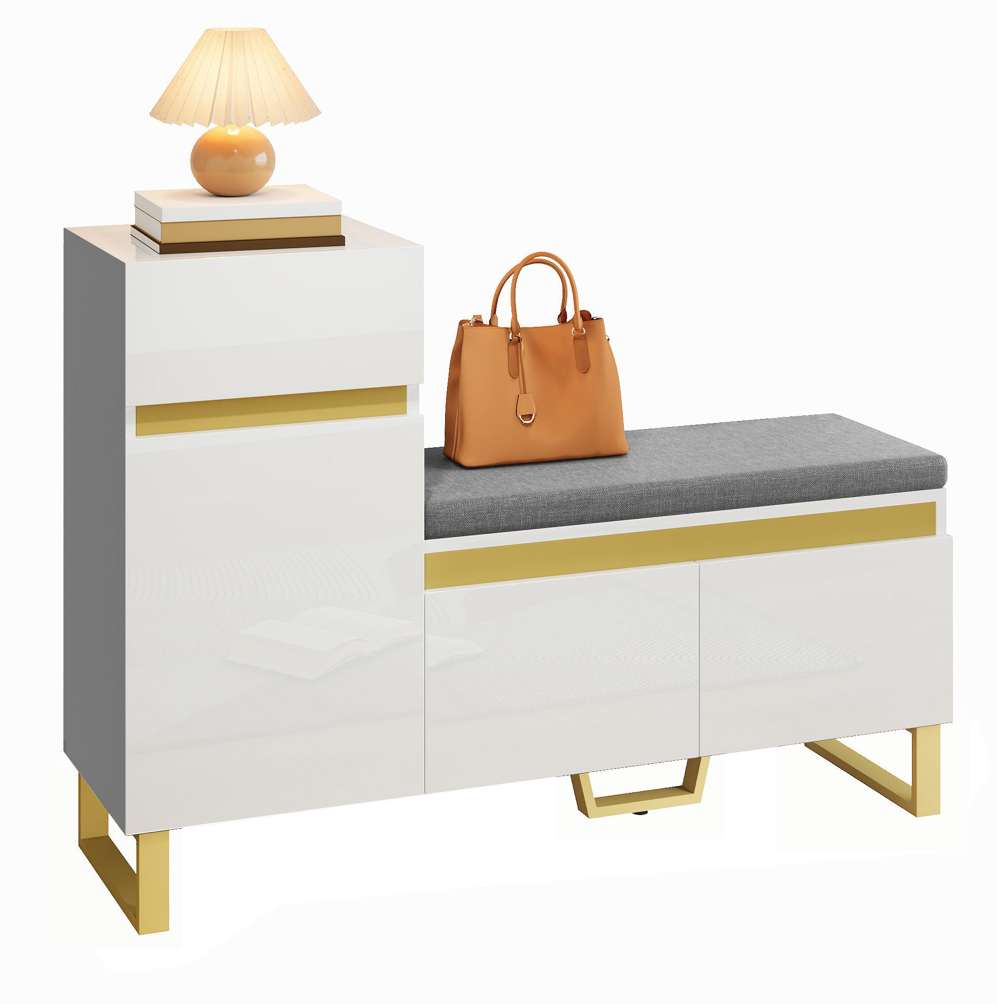 SCHUHSCHRANK 120/35/85 cm weiß aus MDF mit Sitzkissen und Schublade - Weiß, Holzwerkstoff (120/85/35cm) - OKWISH