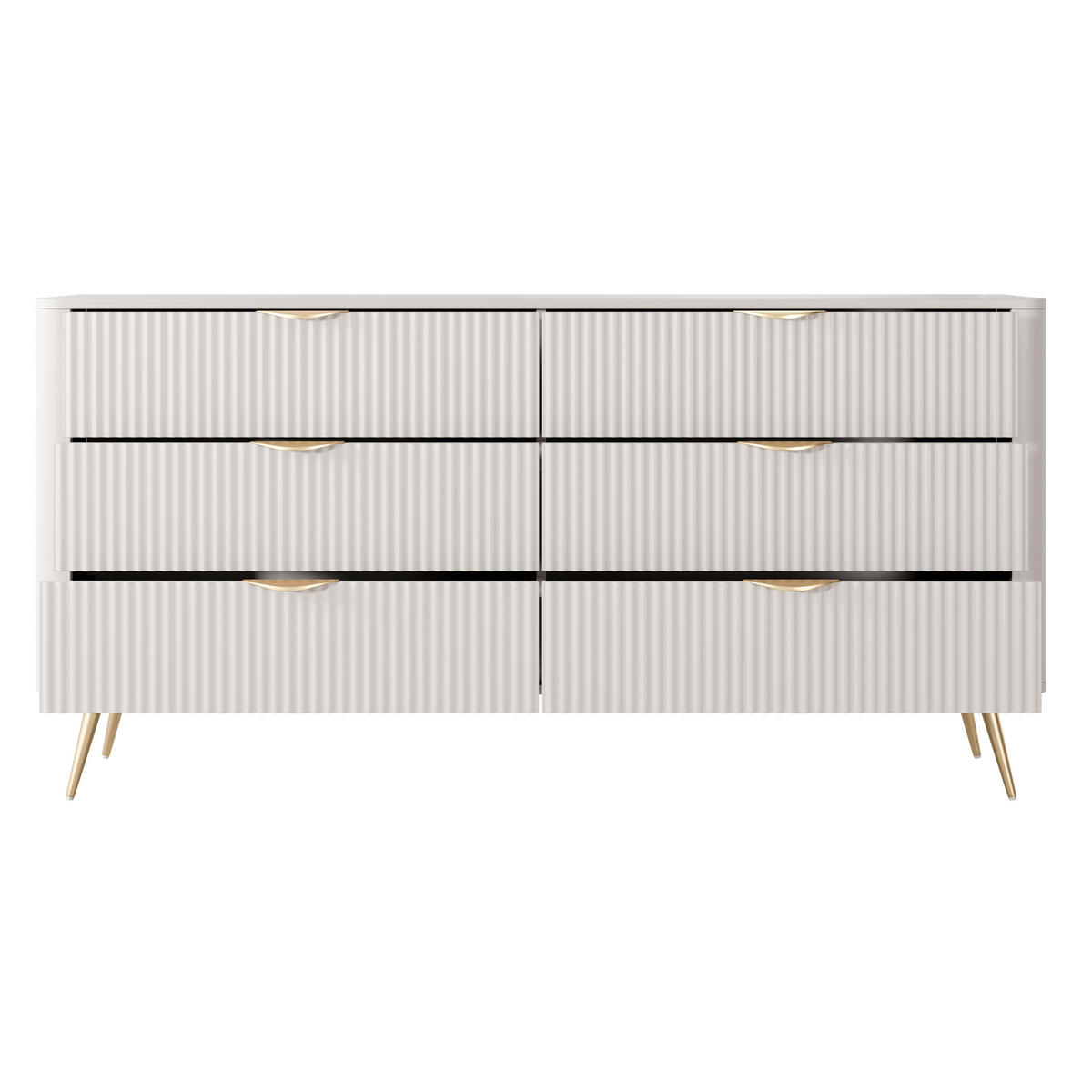 SIDEBOARD LANTANA 163/81/38 cm mit 6 Schubladen Beige - Beige, Holzwerkstoff (163/81/38cm) - MASSENO