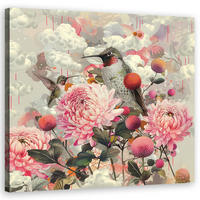 WANDBILD tiere blumen vögel - Multicolor, Textil (30/30cm) - Feeby