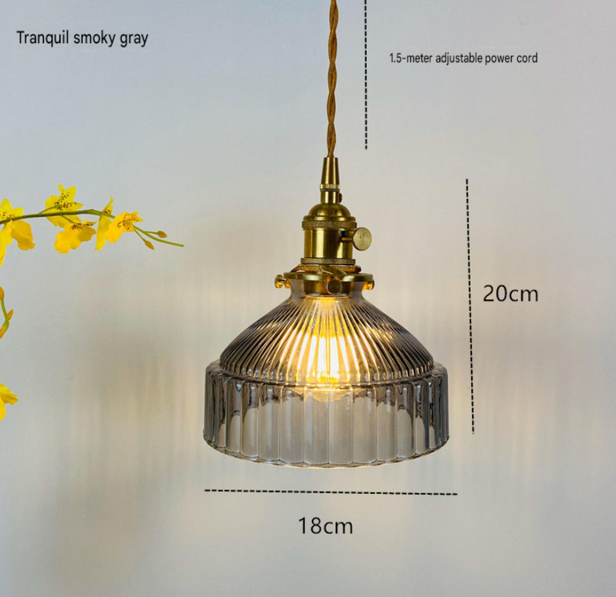 PENDELLEUCHTEN,MESSING und Glas, 220 V, 4 W, E27, 18 cm Durchmesser，Graphitfarben - Grau, Glas (18/18/20cm) - Weltevree