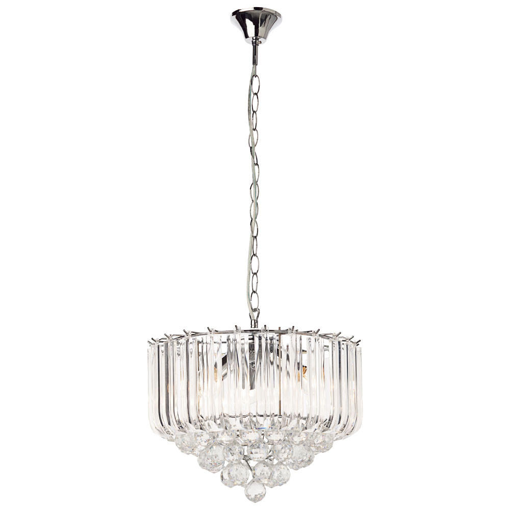KRONLEUCHTER Kristalle Klar Chrom - Klar, Metall (35/35/90cm) - Globo Lighting