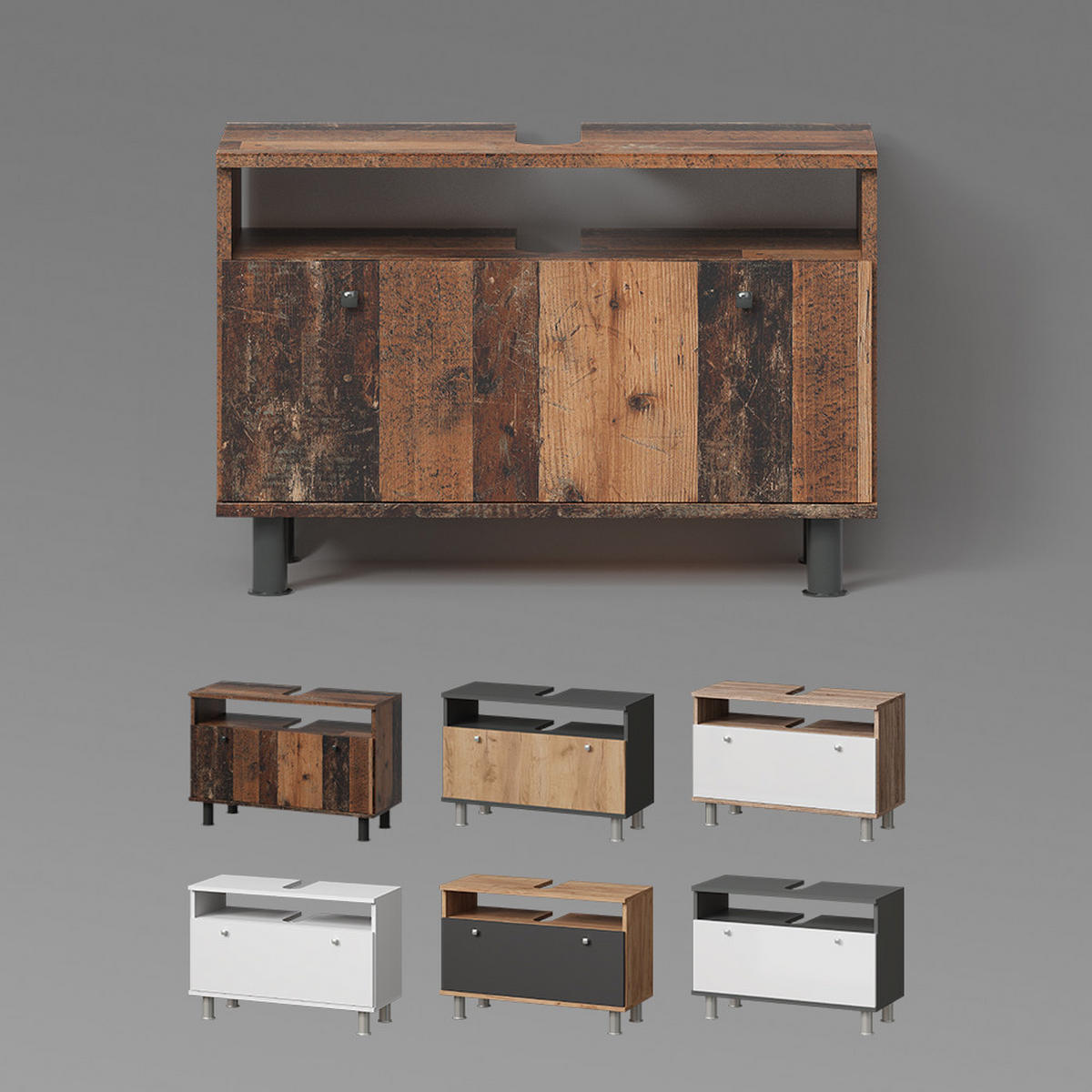 WASCHBECKENUNTERSCHRANK Fucino Sonoma/Weiß 80.2 x 54 cm mit Schublade - Weiß/Sonoma Eiche, Holzwerkstoff (80.2/54/32cm) - Livinity®