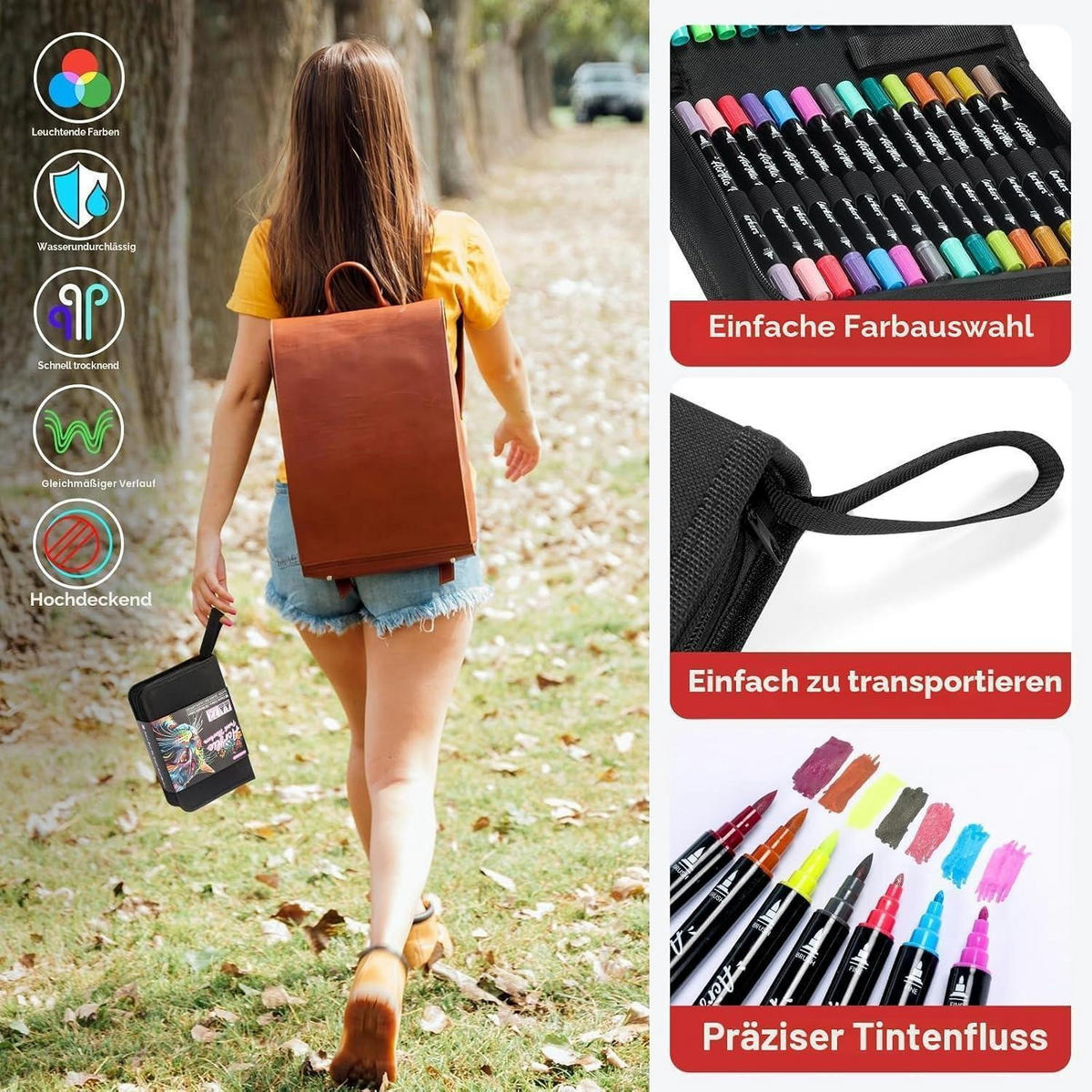 ACRYLSTIFTE 60 Farben Set Dual Tip Wasserfest für Steine Glas Holz Stoff - Multicolor, Kunststoff (17.8/6.4/25.4cm)