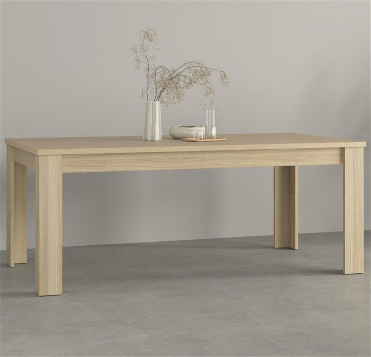 ESSTISCH LUNO 190 x 100 x 75,6 cm - Eichefarben/Schwarz, Holz (190/100/75.6cm) - MASSENO