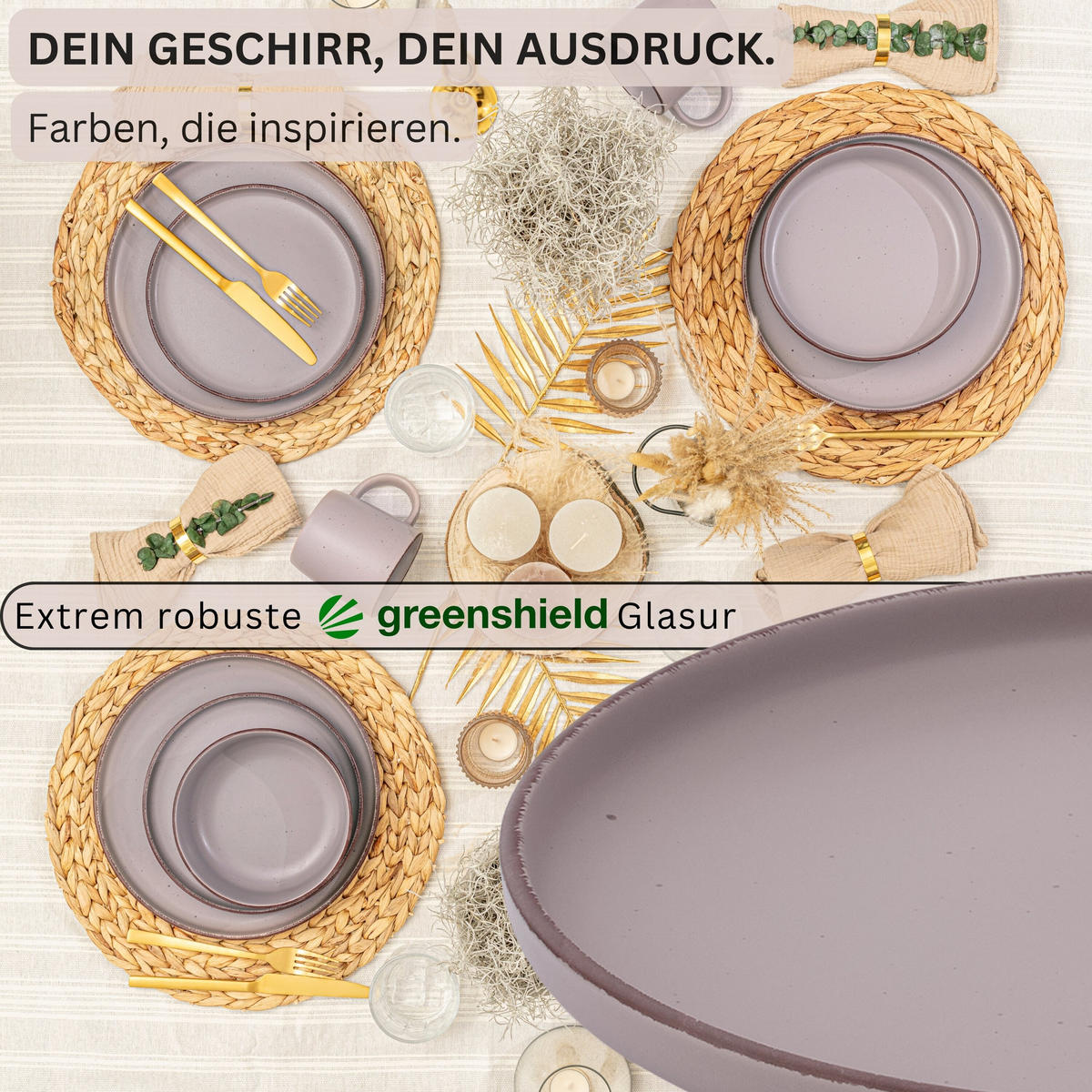 SPEISETELLER BOMBAY BASALT - 4 teilig aus Steingut - Lila, Stein (27cm) - Sänger