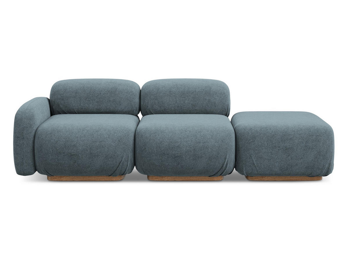 3-SITZER SOFA Rechts Bouclé Stoff Blau - Blau/Blaugrau, Holz/Textil (258/73/95cm) - Makamii