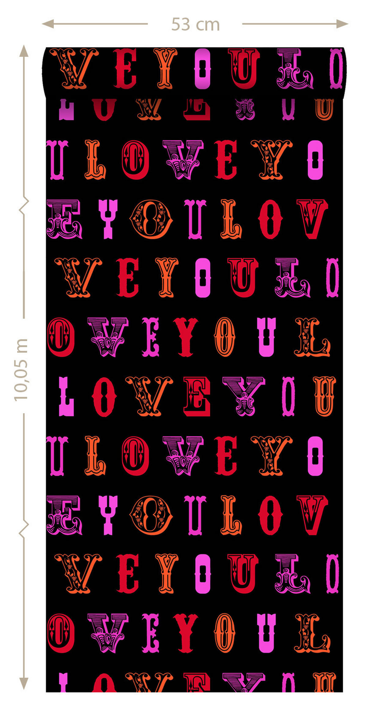 TAPETE love you - Sprüche 53 cm x 10.05 m - Rot, Papier (53/1000cm) - ESTAhome