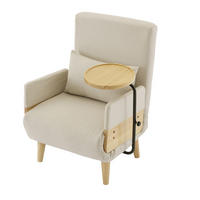 UMBAUSESSEL Leinen 3-in-1 mit 360 Grad Holztablett und verstellbarer Rückenlehne 88/74,5/66 cm Beige - Beige, Textil (88/74.5/66cm) - Redom