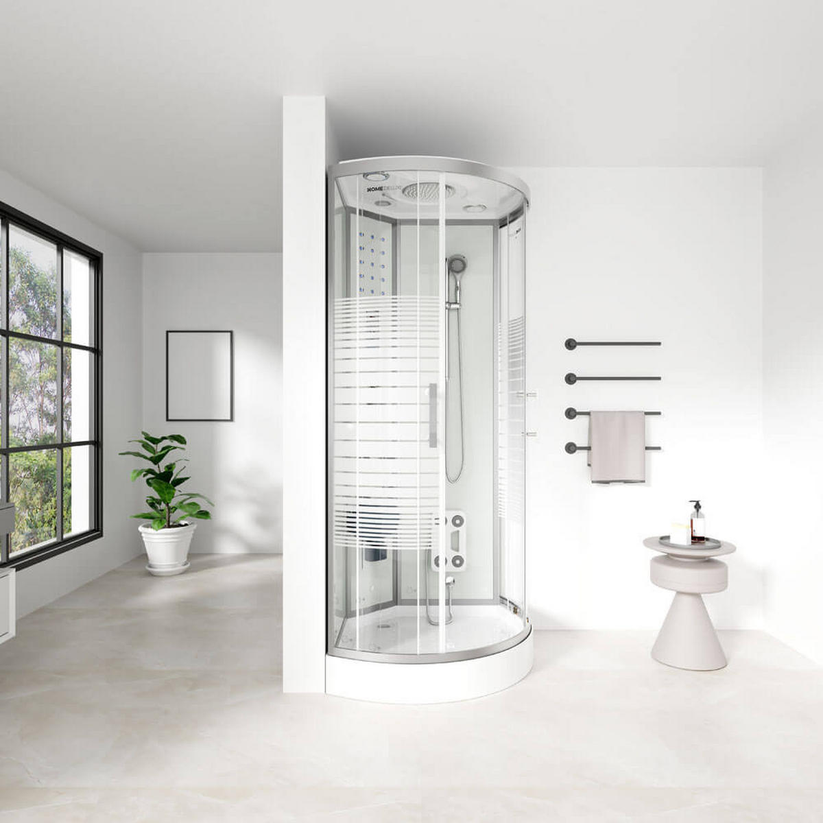 DUSCHKABINE WHITE PEARL - Weiß, 90 x 90 cm - Weiß, Glas (90cm) - Home Deluxe