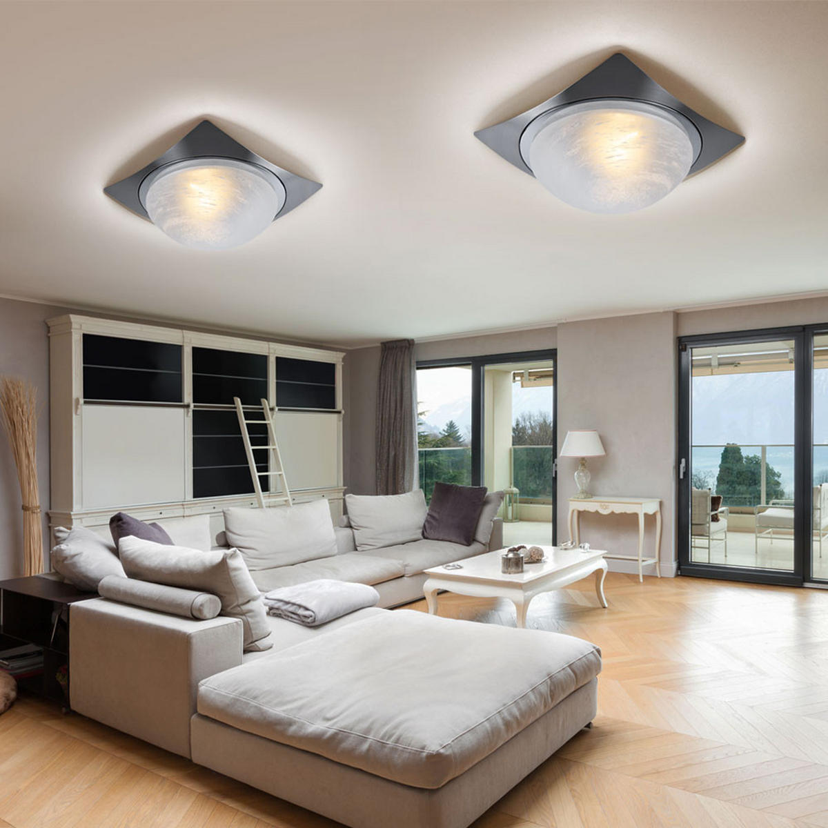 DECKENLEUCHTE Alabaster Schwarz gebürstet - Schwarz, Metall (26/26/26cm) - Esto