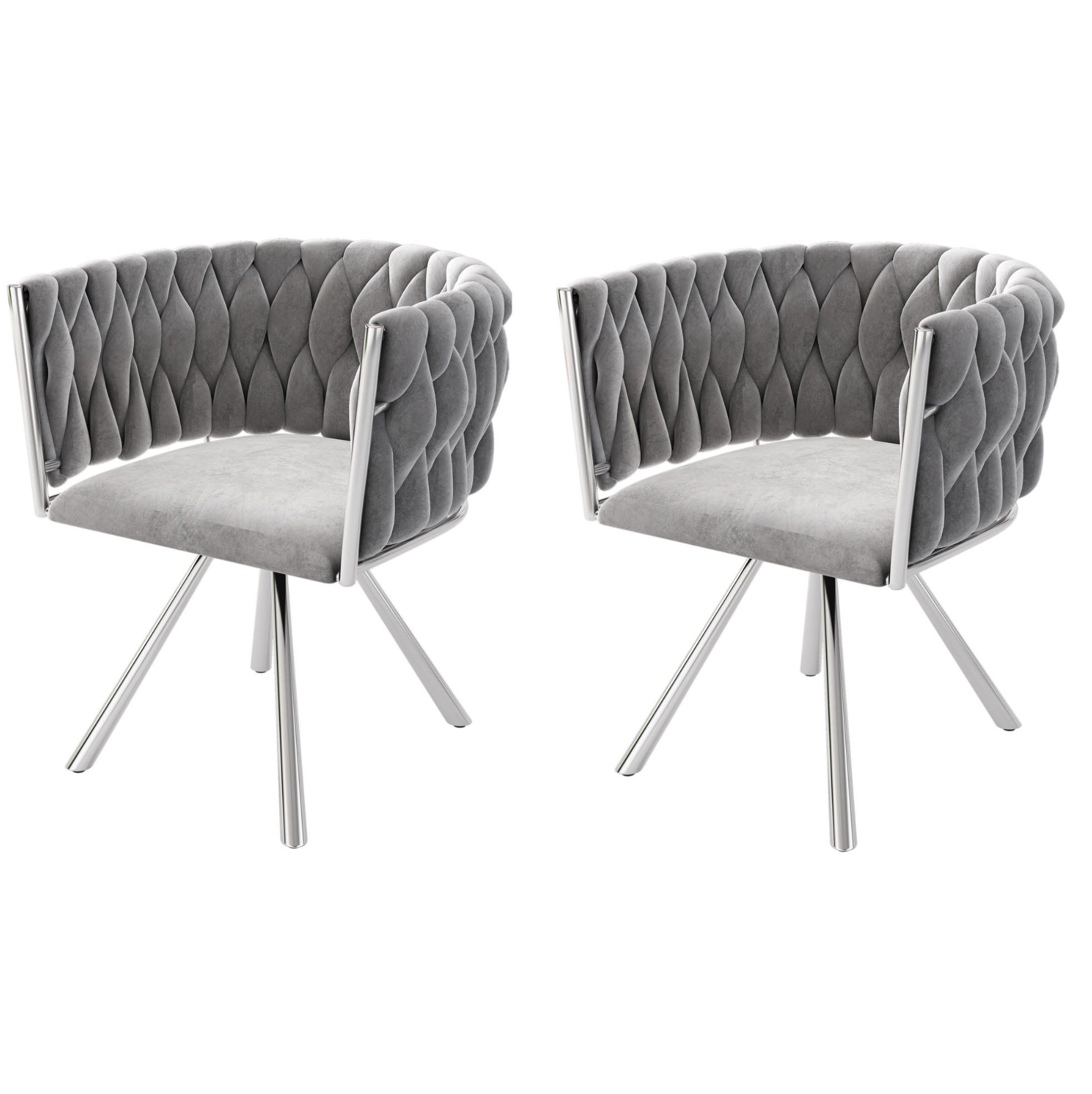 ESSZIMMERSTUHL 2er-Set Grau mit 360°-Drehfunktion - Grau, Metall (59/72/54cm) - MIVRAY