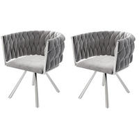 ESSZIMMERSTUHL 2er-Set Grau mit 360°-Drehfunktion - Grau, Metall (59/72/54cm) - MIVRAY