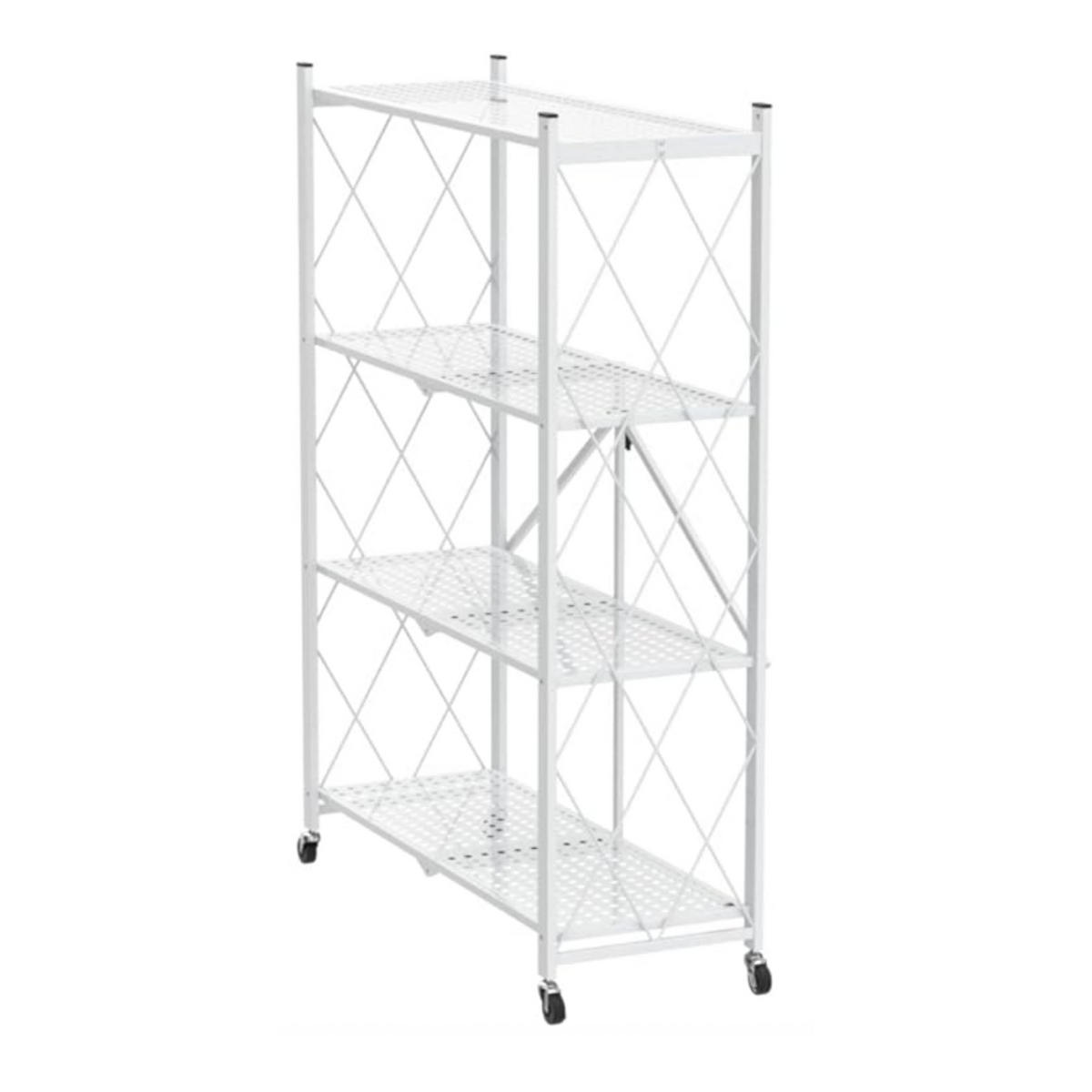 KLAPPREGAL auf Rollen 4 Fachböden Belastbarkeit 200kg 127x72x34 cm Weiß - Weiß, Metall (72/127/34cm) - PROREGAL