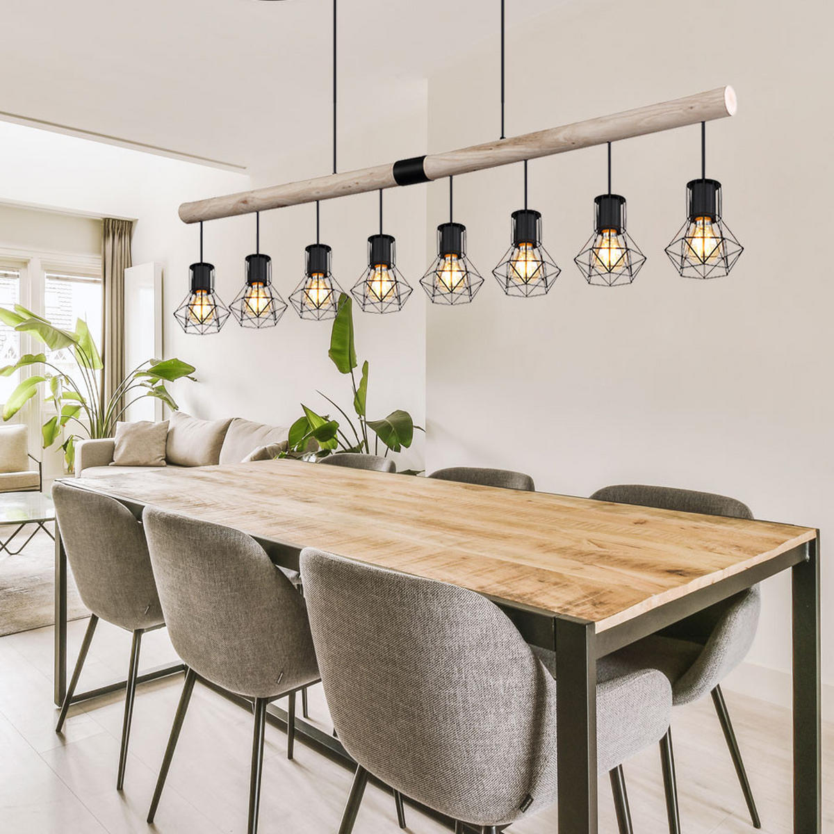 HÄNGELEUCHTE Holz Braun Metall - Braun, Holz (140/13.3/120cm) - Globo Lighting