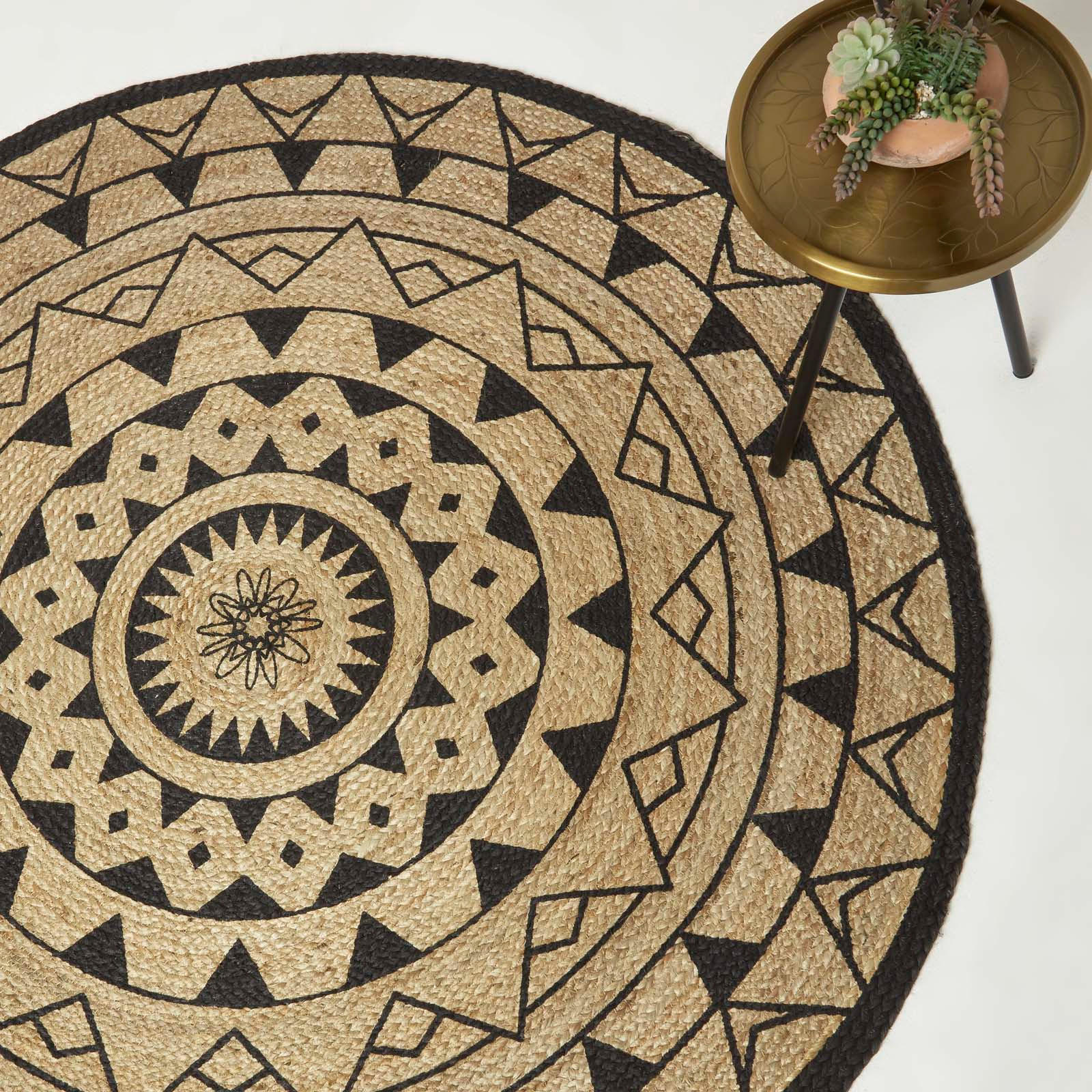 TEPPICH Mandala rund geflochten 200 cm - Schwarz, Naturmaterialien (200/200cm) - Homescapes