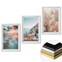 WANDBILDER 3er-Set - 40x60 cm Weißer Rahmen - Sonnenuntergang am Meer, Häuser, Blumen - Weiß, Kunststoff (40/60cm) - ArtPrintCave