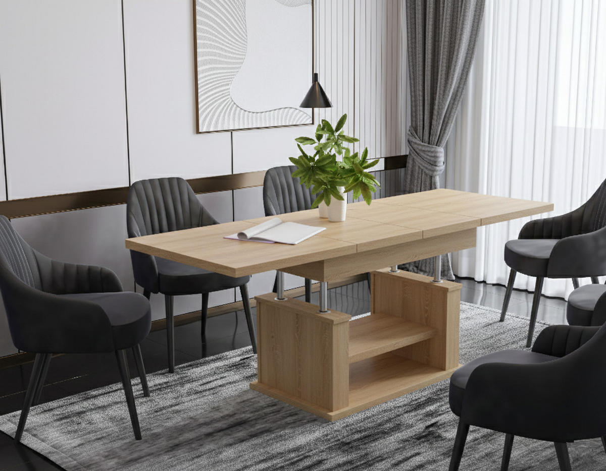 COUCHTISCH rechteckig Sonoma Eiche ausziehbar höhenverstellbar - Sonoma Eiche, Holzwerkstoff (70/120/60cm) - designimpex