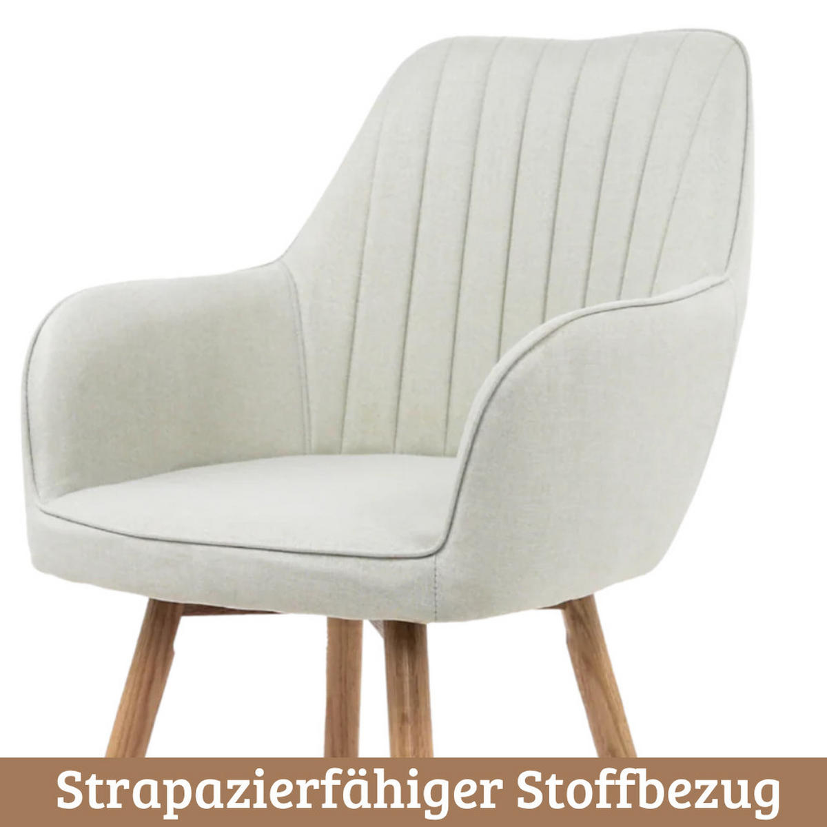 ESSZIMMERSTÜHLE 2er-Set ELLA Stoffbezug Beige Eichenholz - Beige, Eichenholz/Holz (47/85/47cm) - DELUKE