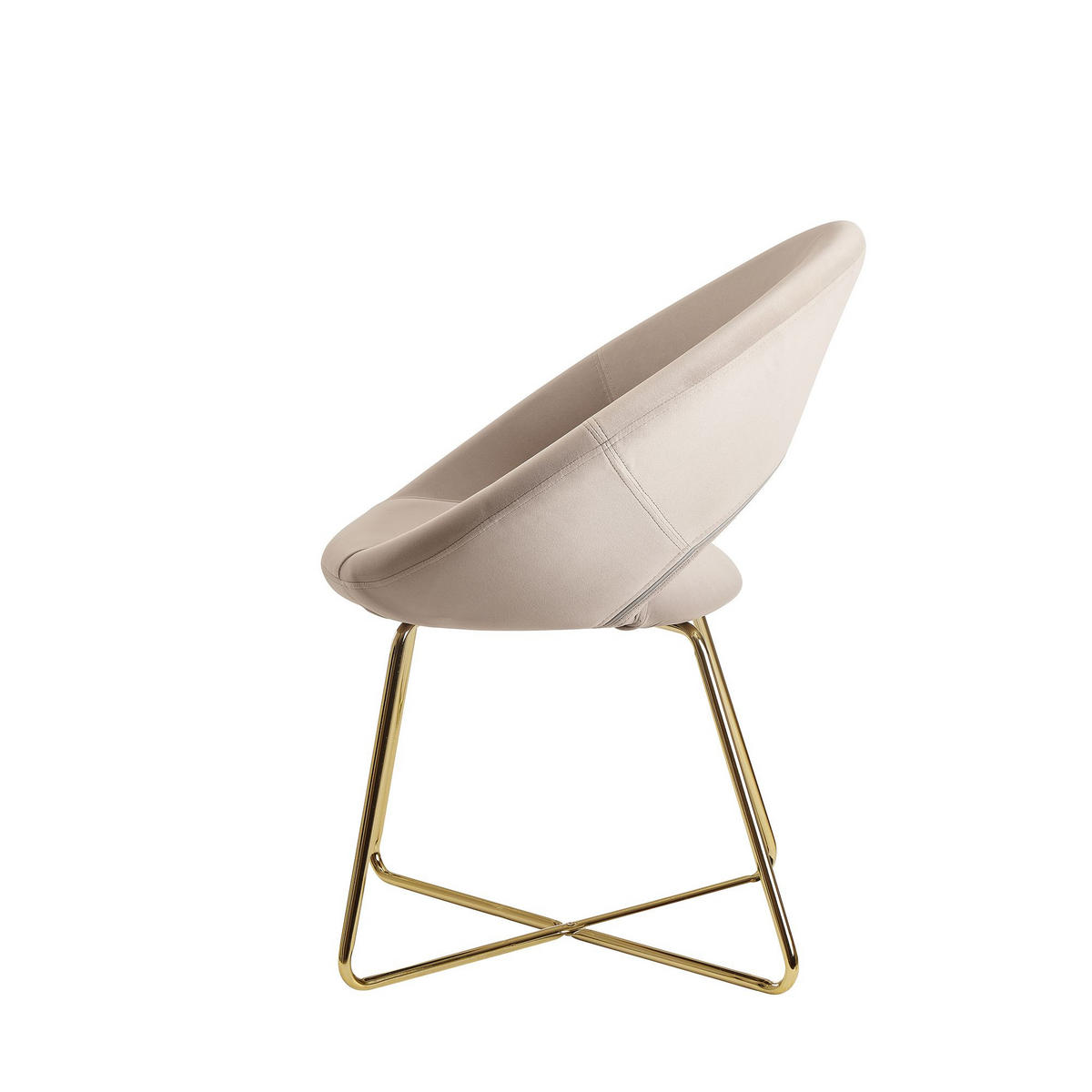 ESSZIMMERSTUHL Samtbezug mit Metallgestell Modern gepolstert, Beige - Beige/Goldfarben, Textil/Metall (60/83/57cm) - KADIMA DESIGN