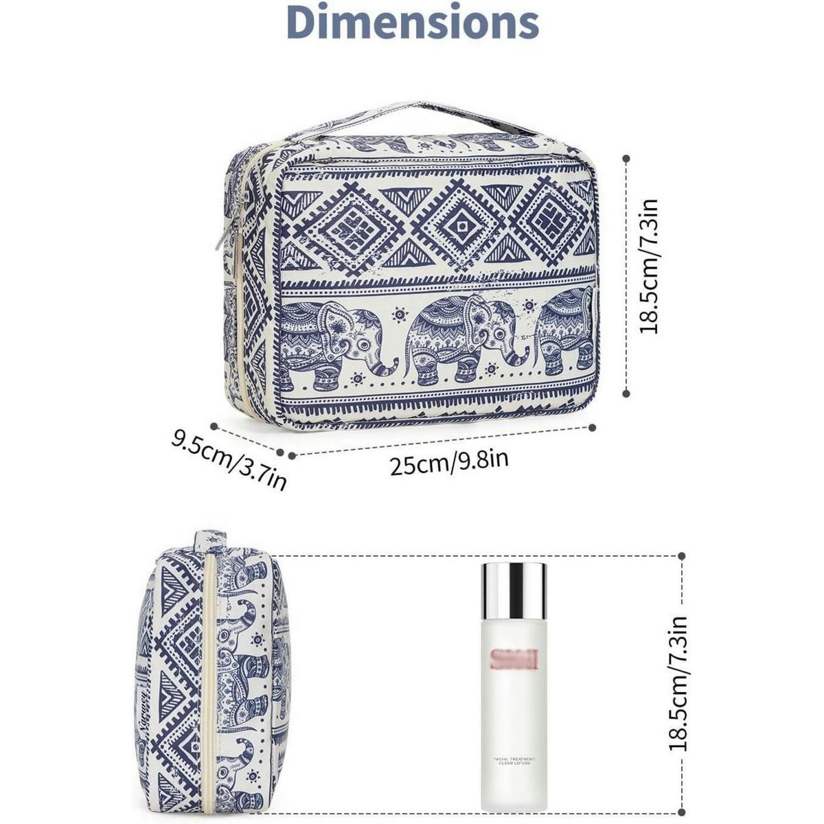 KULTURTASCHE mit Haken Elefantendesign Wasserdicht - Multicolor, Textil (5/1/5cm)