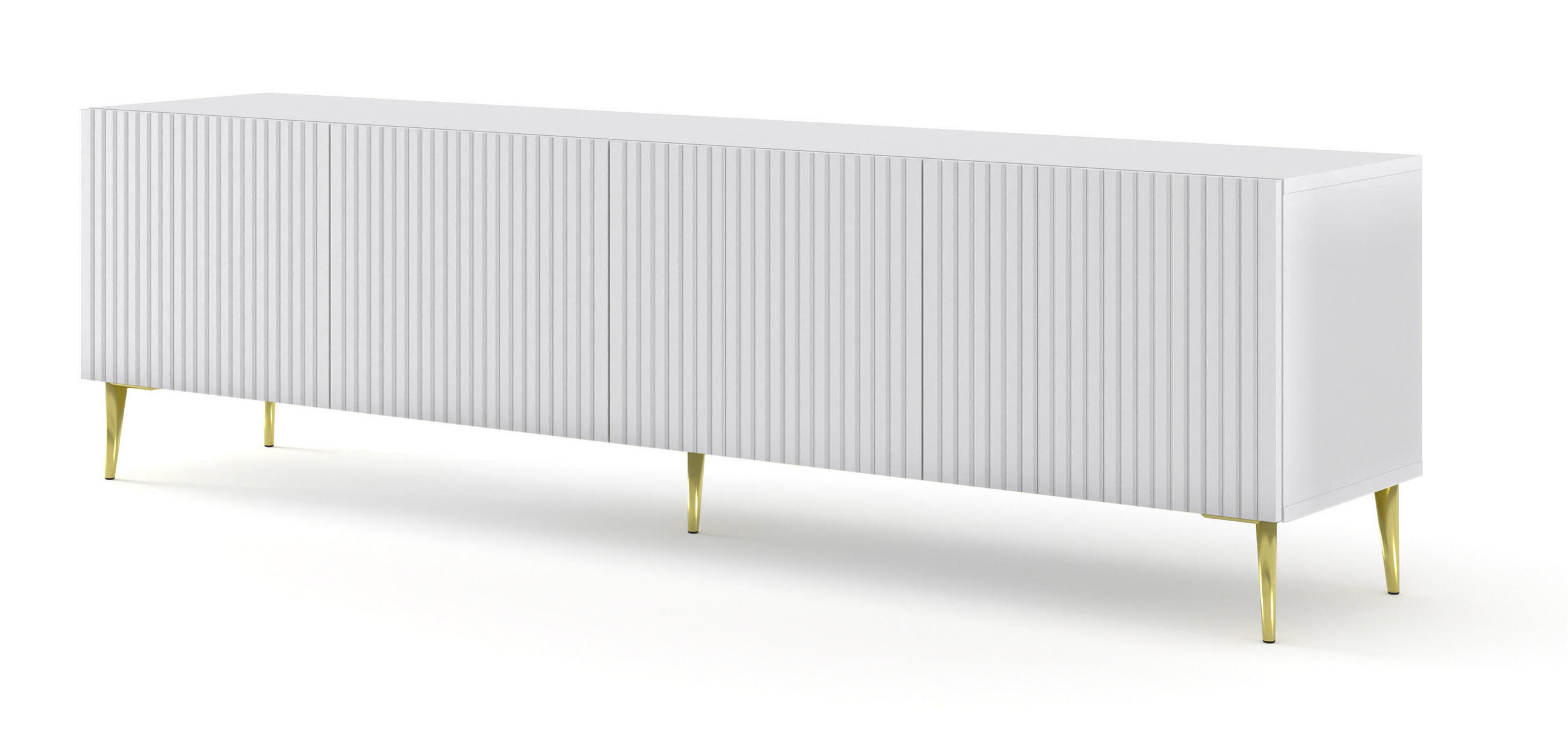 Furnlux Tv-Lowboard Weiß, Gold 200x56x42 cm