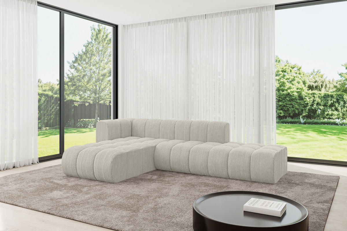 ECKSOFA modulares Sofa Zuvon-L1 - 296x177x70 cm Creme - Hellgrau/Creme, Holzwerkstoff/Textil (296/177cm) - ALTDECOR