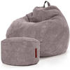 XXL-SITZSACK 2er Set + Pouf - Cordstoff - Grau, Textil (90/110/90cm) - Green Bean