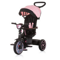 DREIRAD Derby 2 in 1 rosa Musik, Licht, Korb, Schiebegriff, Gurt - Rosa, Metall (80/50/105cm) - Chipolino