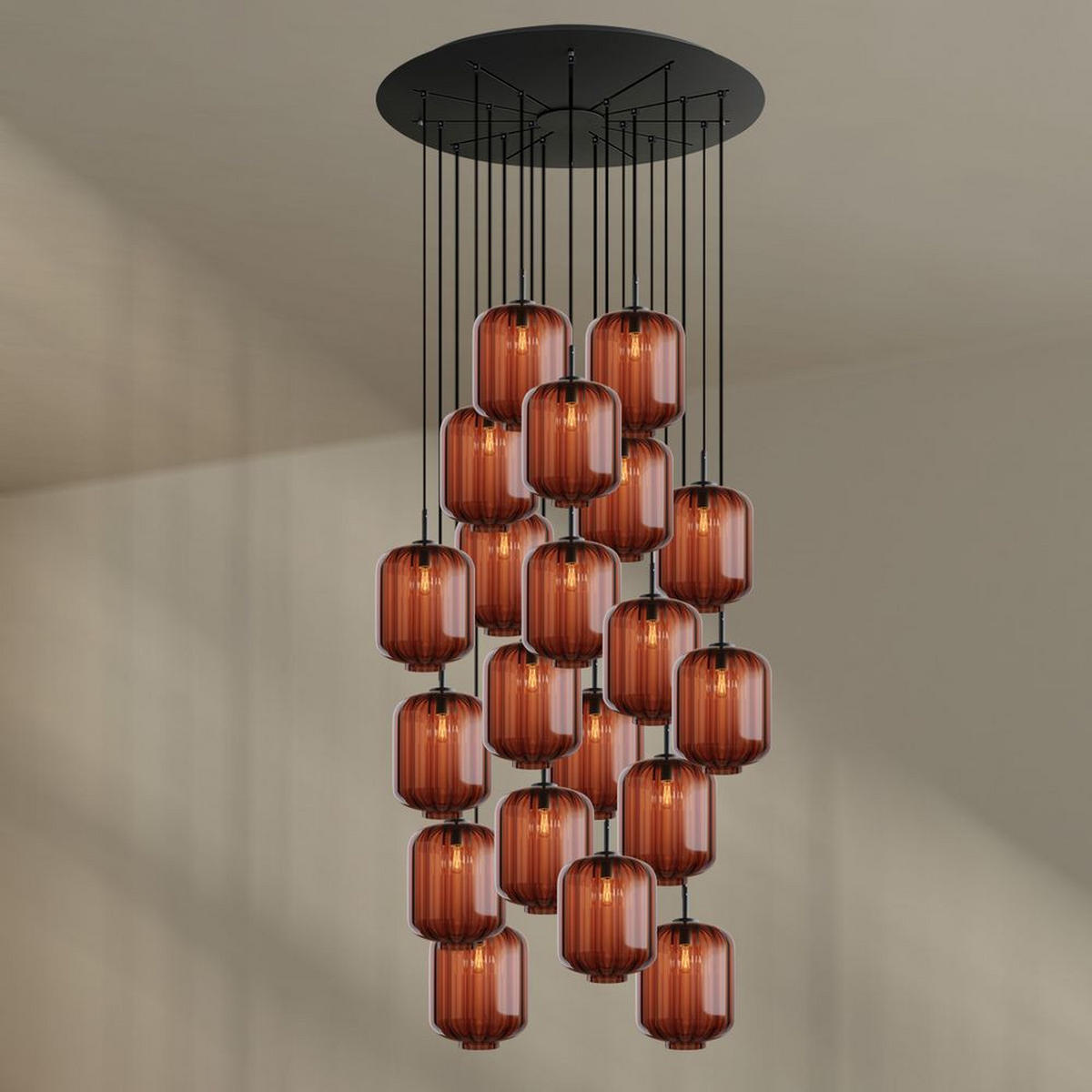 GALERIELEUCHTE Velo 20-flammig Braun Ø 25 cm - Schwarz/Braun, Glas (25/25/27cm) - s.luce