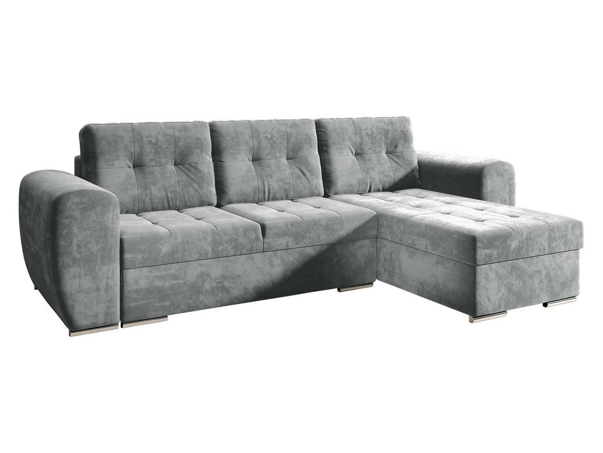 ECKSOFA Bari - Silberfarben/Grau, Holz/Textil (256/157cm) - MIRJAN24