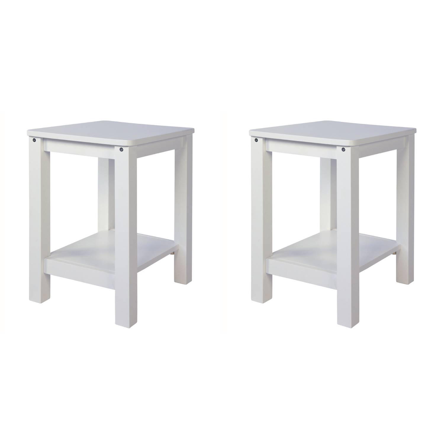 NACHTTISCH 2er Set Kiefer weiß 47/38/32 cm - Weiß, Holz (30/47/32cm) - Homestyle4u