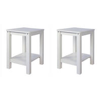 NACHTTISCH 2er Set Kiefer weiß 47/38/32 cm - Weiß, Holz (30/47/32cm) - Homestyle4u