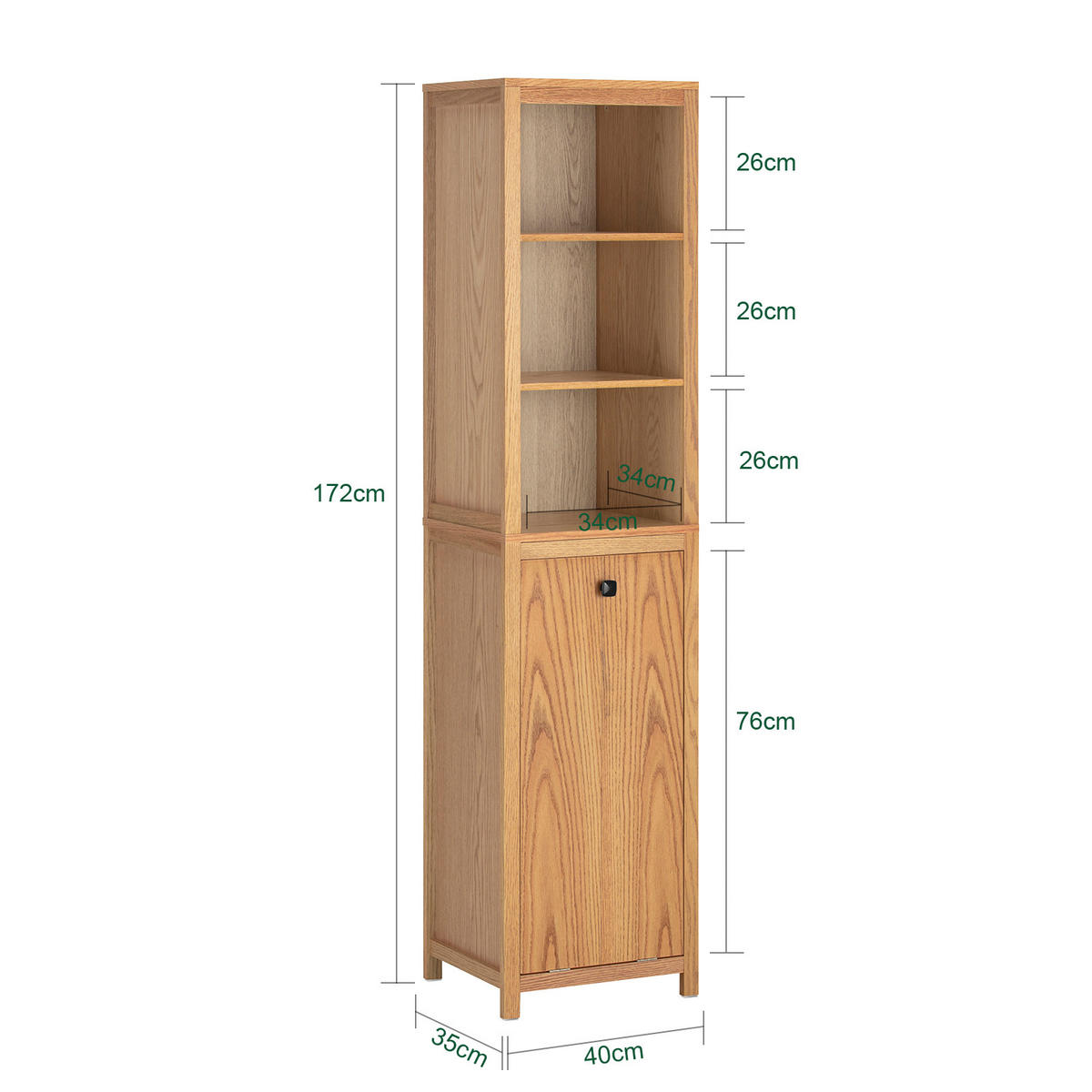 HOCHSCHRANK mit Wäschesack - Hellbraun, Holzwerkstoff (40/172/35cm) - SoBuy