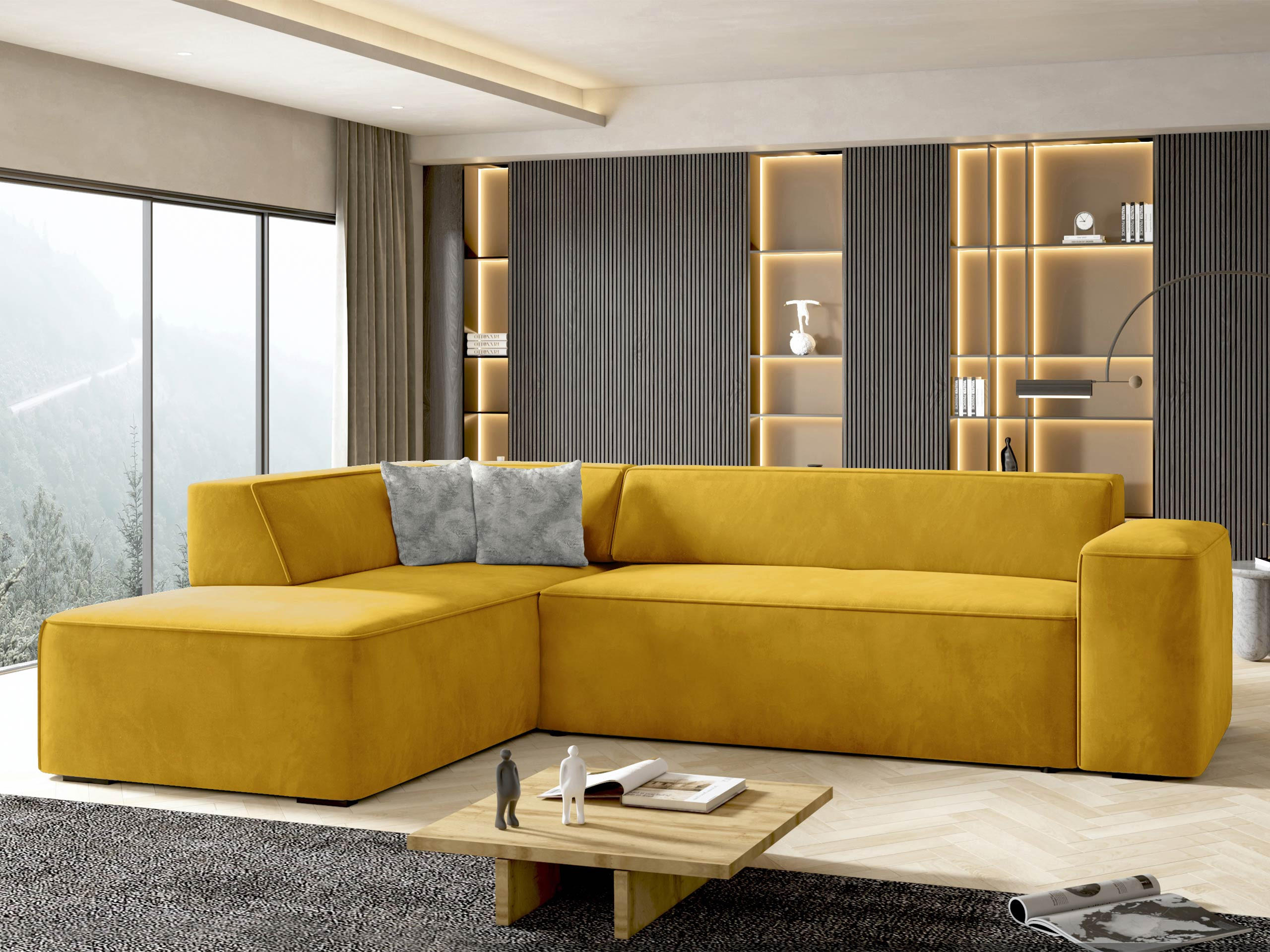 ECKSOFA Lordin Premium, Seite: Links - Gelb, Holz/Textil (267/205cm) - MIRJAN24