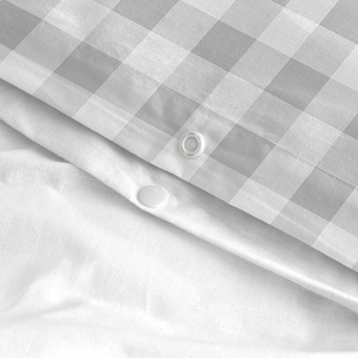 BETTBEZUG 2er-Set teiliges vichy 135/140x200 cm (standardgrösse) grau - Grau, Textil (140/200cm) - Happy Friday