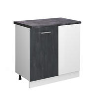 ECKUNTERSCHRANK R-Line Schwarz Beton 86 cm AP Anthrazit - Schwarz/Weiß, Holzwerkstoff (86/81.6/60cm) - Vicco