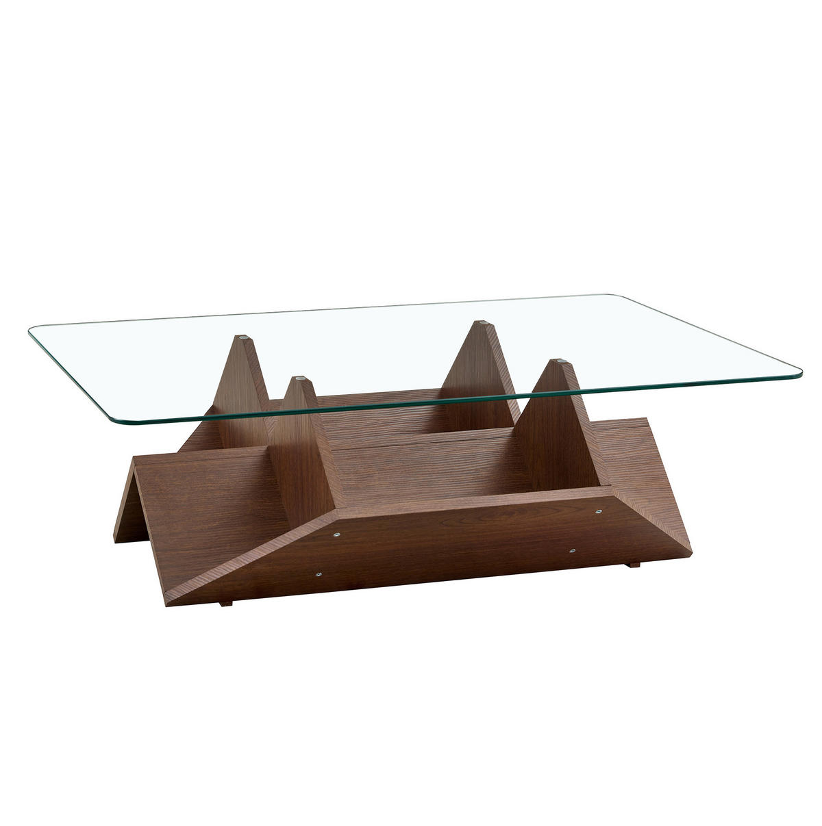 KLUB stolić orah boje od MDF-a s kaljenom staklenom plohom i više pretinaca - boje oraha, drvni materijal (103/63/33.5cm) - OKWISH